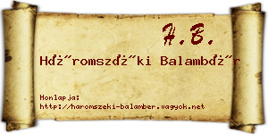 Háromszéki Balambér névjegykártya